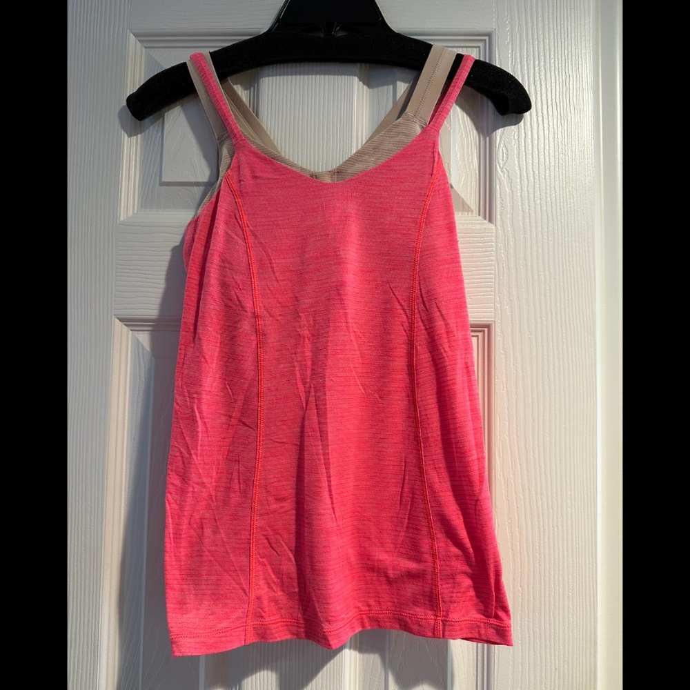 Lululemon double layer tank, pink/nude, size 4